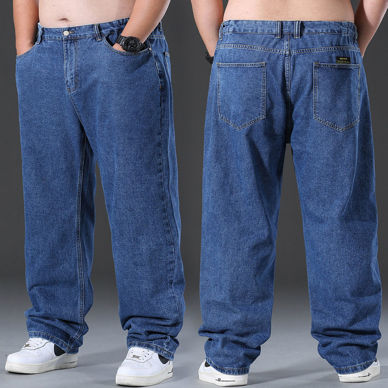 Baggy Jeans Men Casual Pants Wide Leg Classic Work Trousers Gray Denim Pants New