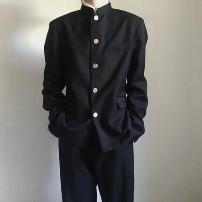 Japanese College Uniform Jacket Stand-up Collar Suit Jacket Top Men's Spring Summer College Wind Trend Men Coat School Uniform