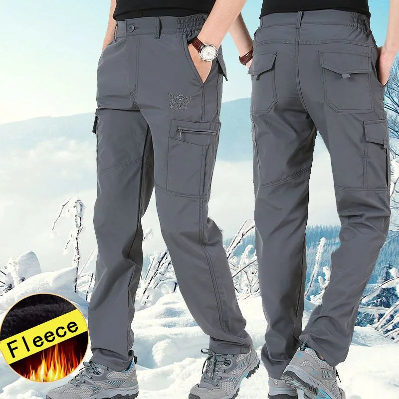 Men Winter Thick Warm Cargo Pants Casual Fleece Linner Outdoor Waterproof Long Trousers Baggy Joggers Worker Cargo Pants 4XL Men