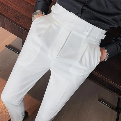 Men's Luxury Button-down Draped Baggy Suit Pants Casual Solid Color Straight Premium Elegant Dress Pants New Spring