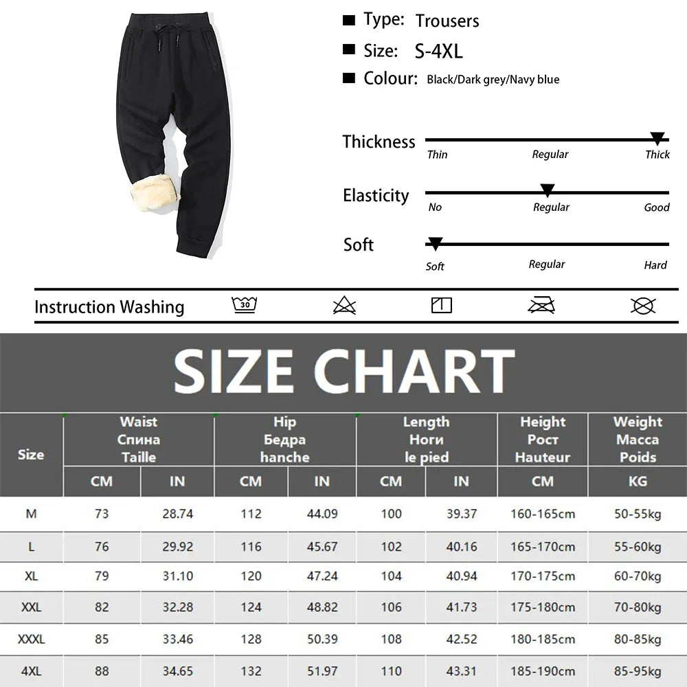 Winter Lambswool Long Pants Warm Pants Men Thick Sweatpants Outdoor Thermal Casual Joggers Pants for Men Fleece Trousers