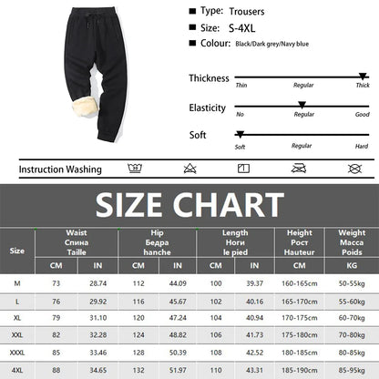 Winter Lambswool Long Pants Warm Pants Men Thick Sweatpants Outdoor Thermal Casual Joggers Pants for Men Fleece Trousers