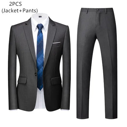 saferido (Jacket+Vest+Pants) Men Business Suits British Style MenWedding Dress Slim Fitting Blazer Trousers 3 Piece Elegant Male Tuxedo