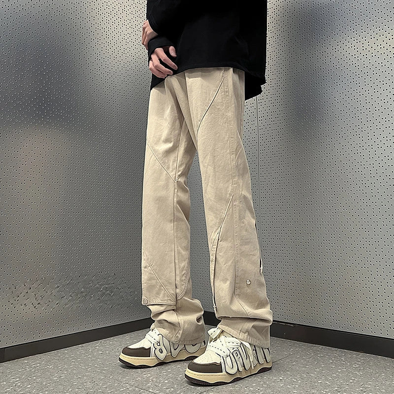 saferido 90s 00s Fashion Streetwear High Street Work Pants Men's Casual Pants Spring and Autumn Straight Leg Loose Wide Leg Pants