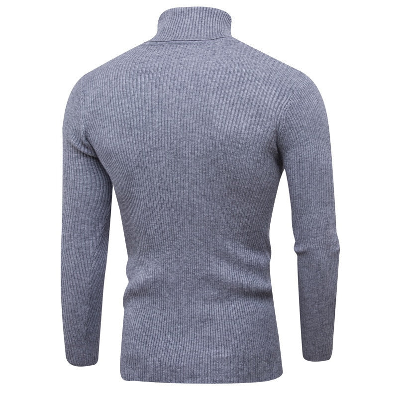 New Autumn Winter Turtleneck Sweater Men Solid Color Casual Knitted Pullovers Sweater Mens Slim Fit Pullover Mens Clothing