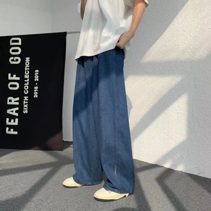 saferido Oversized Jeans Men Fashion Blue Casual Wide Leg Jeans Men Streetwear Loose Hip Hop Straight Denim Pants Mens Trousers M-3XL