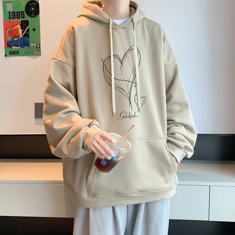 saferido 2024 New American 12 Color Hooded Sweatshirt Spring Men's Wind Couple Sweatshirt Loose Large Size 5XL Casual Clothing