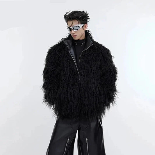 Autumn Winter Men's Fake Fur Leather Jackets Anti Sable Fur Thickened Coat Fashion Male Cotton Clothing Trend New 9C3054