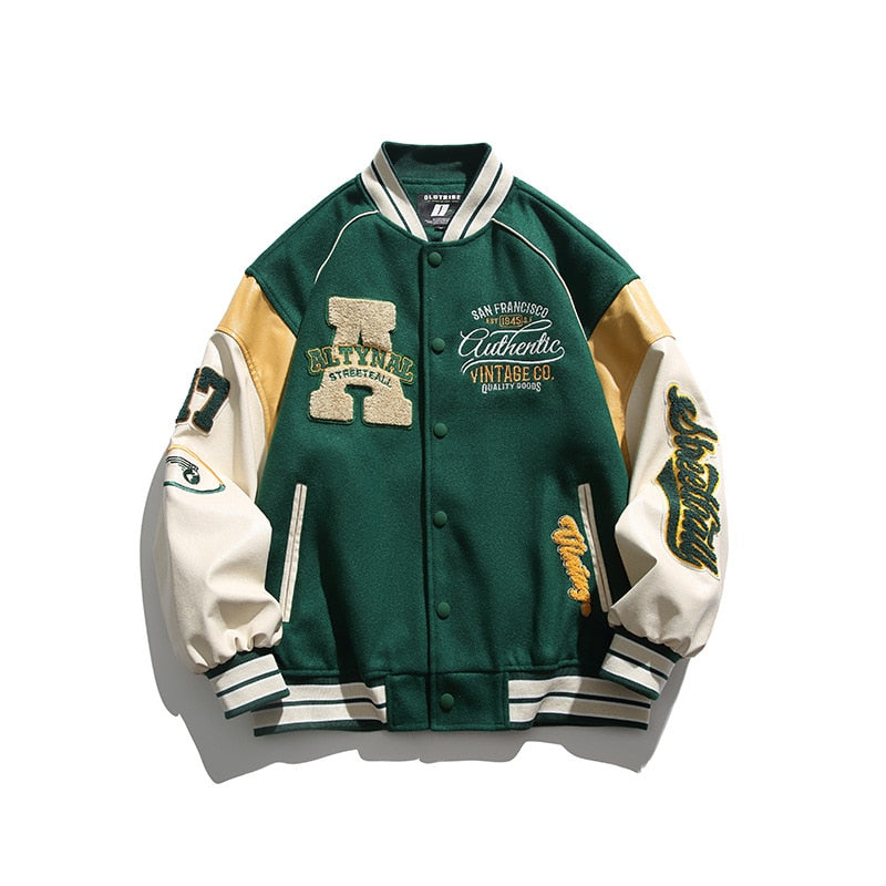 Men's Retro Letter Embroidered Jackets Spring Coat Y2K Hip Hop Trend Baseball Uniform Couple Casual American Street Loose Jacket