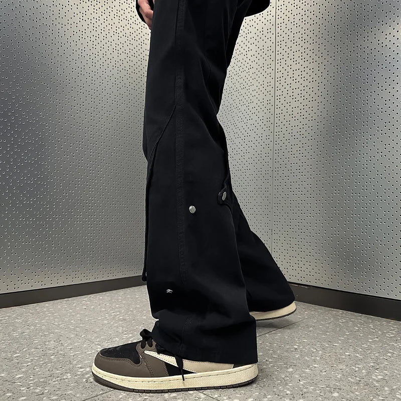 saferido 90s 00s Fashion Streetwear High Street Work Pants Men's Casual Pants Spring and Autumn Straight Leg Loose Wide Leg Pants