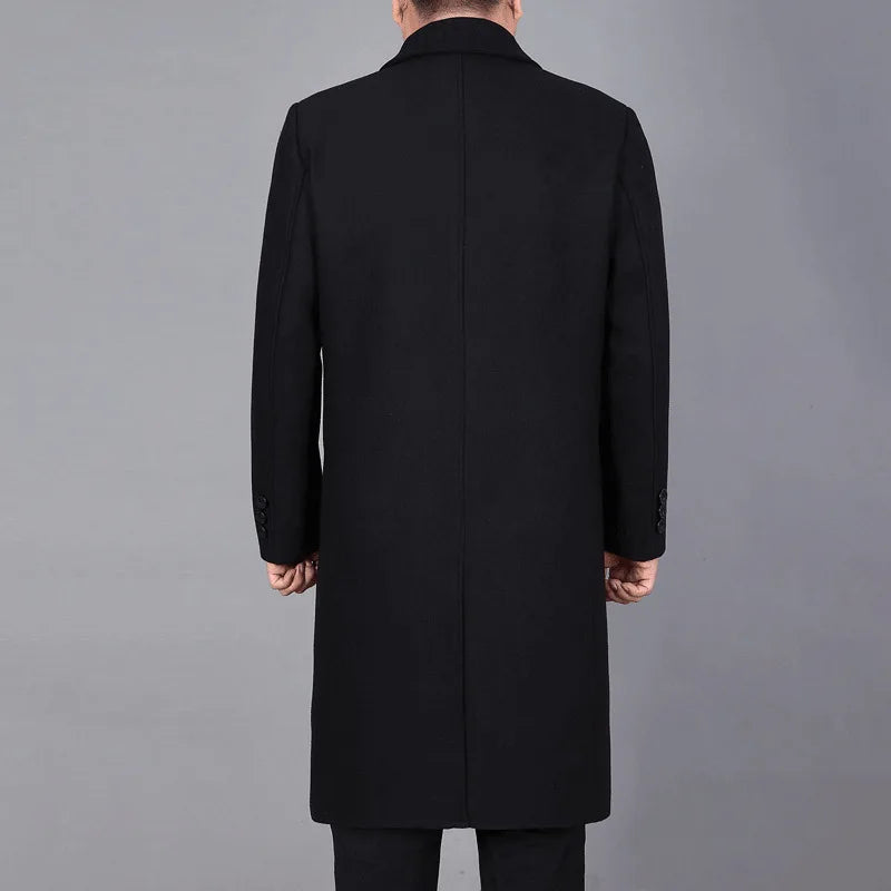 New Arrival Fashion High Quality Winter Overcoat Clothes Men Thicker Casual X-long Covered Button Mens Wool Coat Plus Size M-5XL