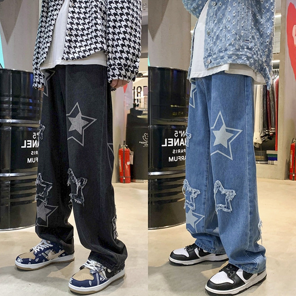 Men's jeans Neutral Wide Leg Denim Trousers Loose Straight Men Jeans asthetic Man Jeans Pants for boy Casual Baggy hip hop