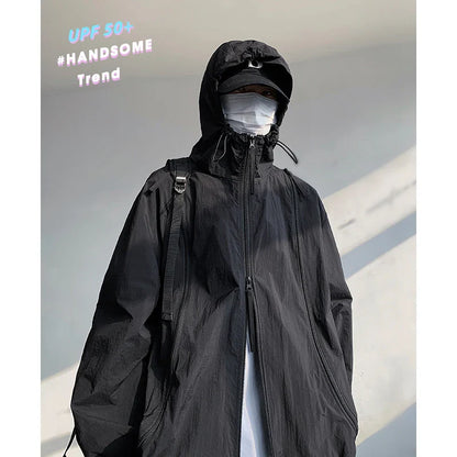 saferido Summer Thin Jacket Men Oversized Fashion Casual Hooded Jacket Men Streetwear Hip-hop Loose Bomber Jacket Mens Track Jackets