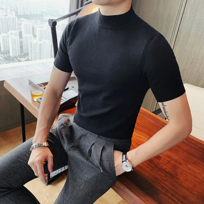 Sweater Korean Luxury Clothing Autumn Winter New Men's Sweater With High Collar Oversize Slim Fit Casual Knit Turtleneck 4XL-M