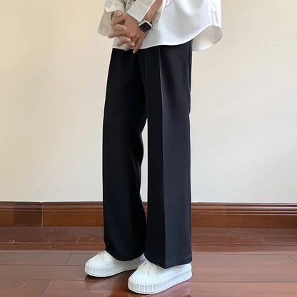 Summer Black Suit Pants Men Fashion Social Mens Dress Pants Korean Loose Bell-bottoms Pants Men Mens Office Formal Trousers