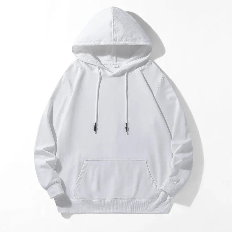 Spring Men White Hoodies Mens Casual Hooded Sweatshirts Fashion Long Sleeve Pullover Male Oversized Basic Hoody Tops