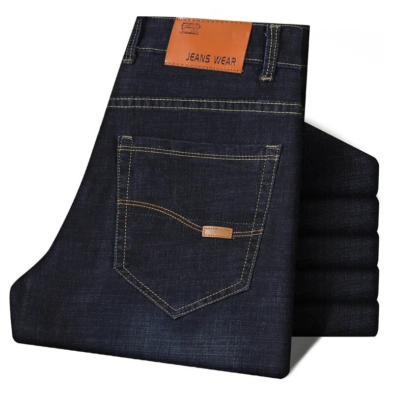 Oversize 42 44 Men Jeans Pants  New Casual Classic Blue Stretch Jeans Business Fashion Casual Denim Trousers Brand Pants