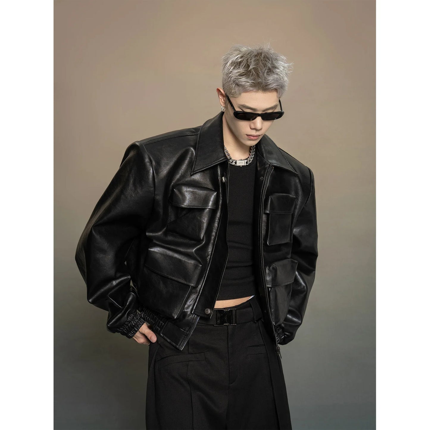 saferido Korean version leather jacket men's spring autumn new loose casual versatile jacket top