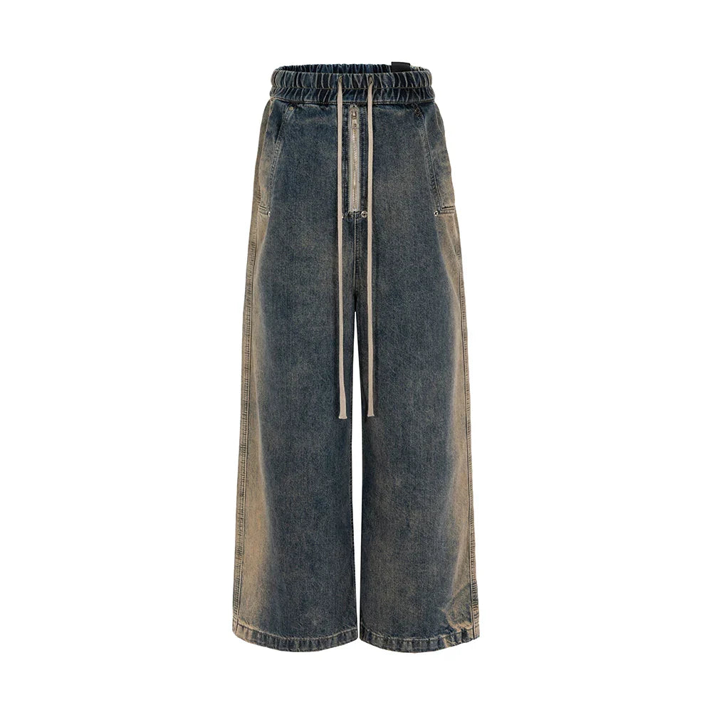 saferido Wide Leg Washed Gradient Ribbons Jeans Unisex Straight Baggy Y2K Casual Denim Trousers Loose Oversized Men's Cargos