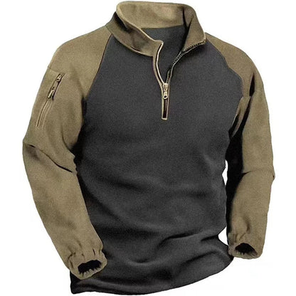 Fashion Tactical Fleece Sweatshirt Pullover For Men Clothes Warm Autum Winter Double Sided Patchwork Male Zipper Thicke Coats