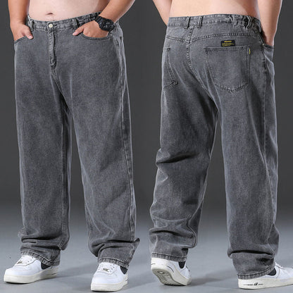 Baggy Jeans Men Casual Pants Wide Leg Classic Work Trousers Gray Denim Pants New