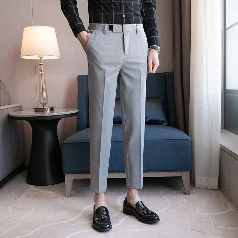 saferido Slim business suit pants men oversize loose straight pants solid color casual embroidery all-match classic trousers four seasons