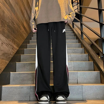 saferido Striped Autumn and Winter Trousers Sweatpants for Men Wide Leg Straight Xxxl Slacks Korean Style Luxury Elastic Man Sports Pants