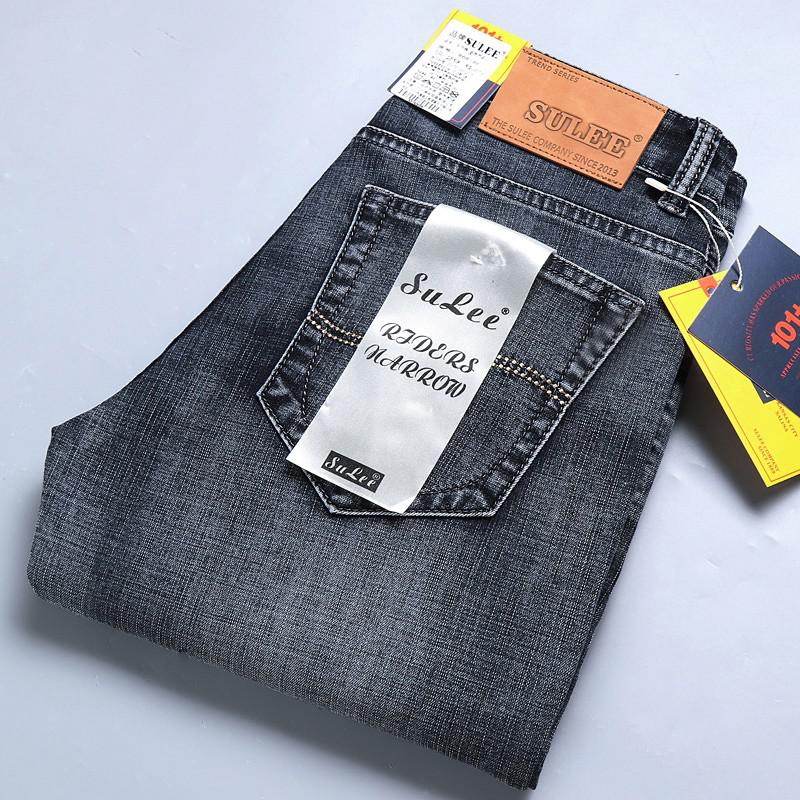 Thin SULEE Brand Logo Slim Fit Spring Summer Men's Jeans Casual Elastic Denim Pants Male Trousers Colors Luxury Clothing