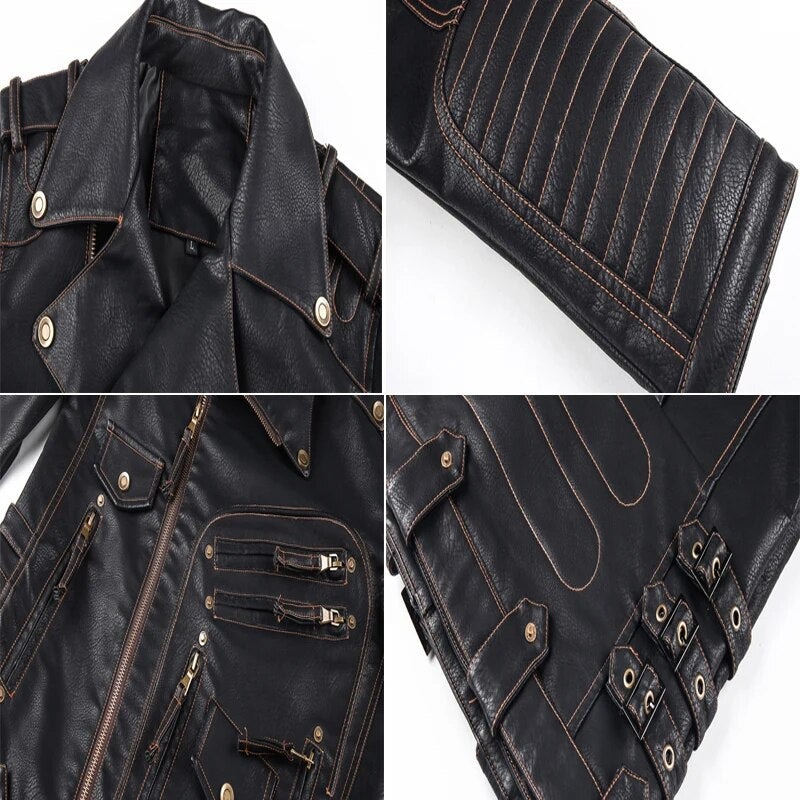 Winter Winter Mens Leather Jacket Men Fashion Motorcycle PU Leather Jacket Cool Zipper Pockets Leather Coats Clothing