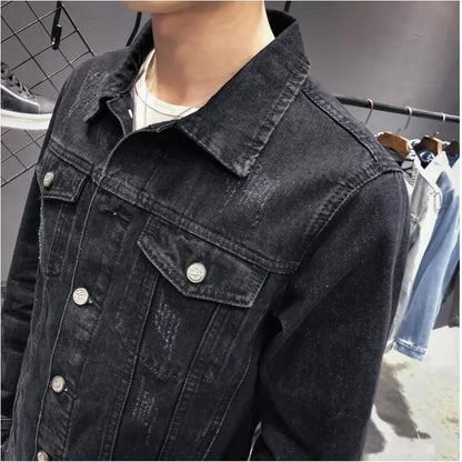 saferido Autumn Slim Men Denim Jacket Stretch Retro Motorcycle Punk Streetwear Fashion Skateboard Youth Jeans Jacket Plus Size 5XL