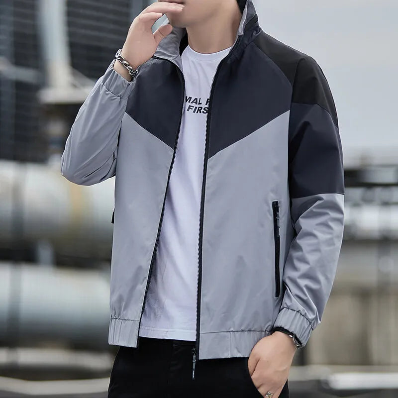 BROWON New Arrival Mens Jacket Korean Fashion Casual Sports Colorblock Stand Collar Jacket Male Autumn Daily Men Coats Clothes