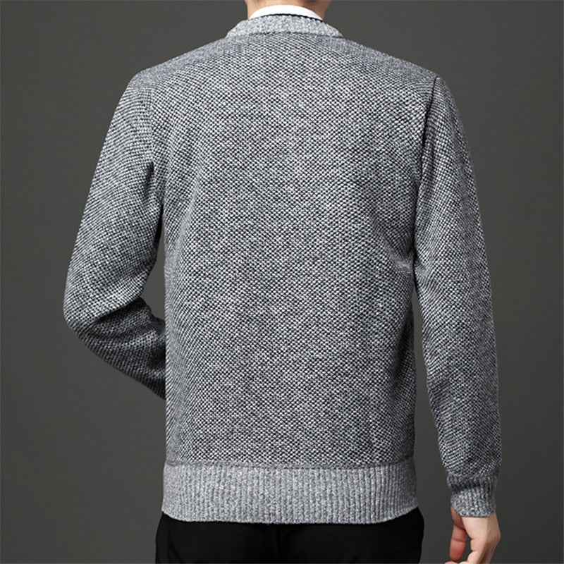 Spring Autumn Men Cardigan Knitted Sweater Jackets Coats Mens Single Breasted Long Sleeve V Neck Casual Slim Sweater Cardigan