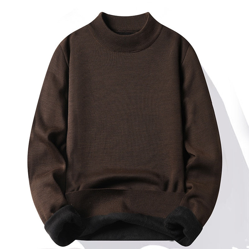 Fashion Men's Casual Slim Fit Basic Turtleneck Knitted Sweater High Collar Pullover Male Double Collar Autumn Winter Tops