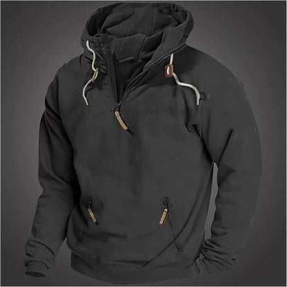 Spring Autumn New Men's Hooded Solid Vintage Sweatshirt Breathable Loose Hoodie Tracksuit Casual Sportswear Fashion Male Coat