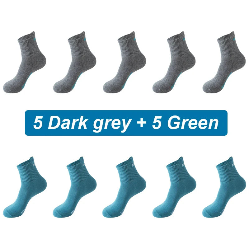 saferido 10Pairs Men Socks Organic Cotton Breathable Sports Socks  Black Casual Athletic New Spring Summer for Male Plus Size EUR38-45