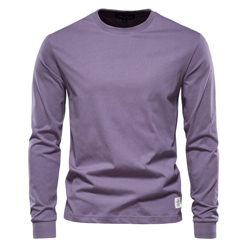 Spring New men T Shirt Fashion O-neck Long Sleeved Cotton Mens Tshirts High Quality  Man T-shirt 12 Color