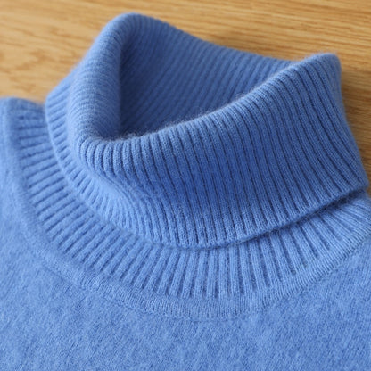 Men's Turtleneck 100% Mink Cashmere Sweater Men Autumn and Winter Large Size Loose Knitted Sweater Keep Warm Top Men Jumper