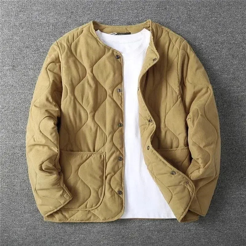 saferido Autumn Winter Jacket Men Army Green Retro Thickened O-neck Coat Mens Techwear Button Up Oversize Jackets Cardigan