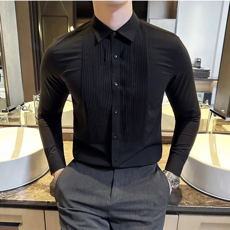 saferido  Clothing Men's Spring High Quality Long Sleeve Shirts/Male Slim Fit Business Dress Shirts  Chemise Homme De Luxe 3XL-M