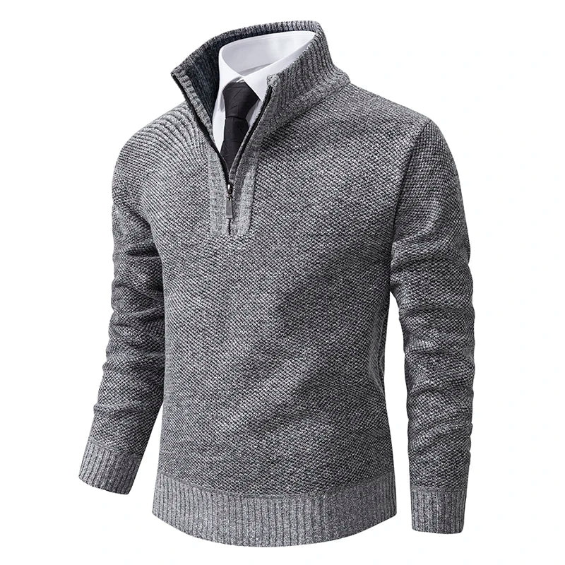 Men's Pullover Autumn And Winter New Knitwear Solid Color With A Bottom Shirt Grab Fleece Warm And Comfortable Sweater