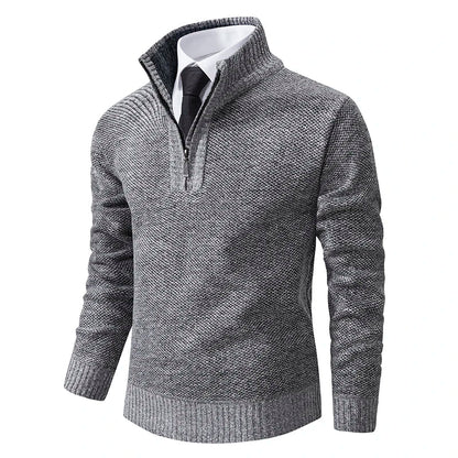 Men's Pullover Autumn And Winter New Knitwear Solid Color With A Bottom Shirt Grab Fleece Warm And Comfortable Sweater