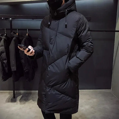 Men's High Quality Hooded Jacket Black Fashion Winter Jacket Men Brand Clothing  New Parka Men Thick Warm Long Coats