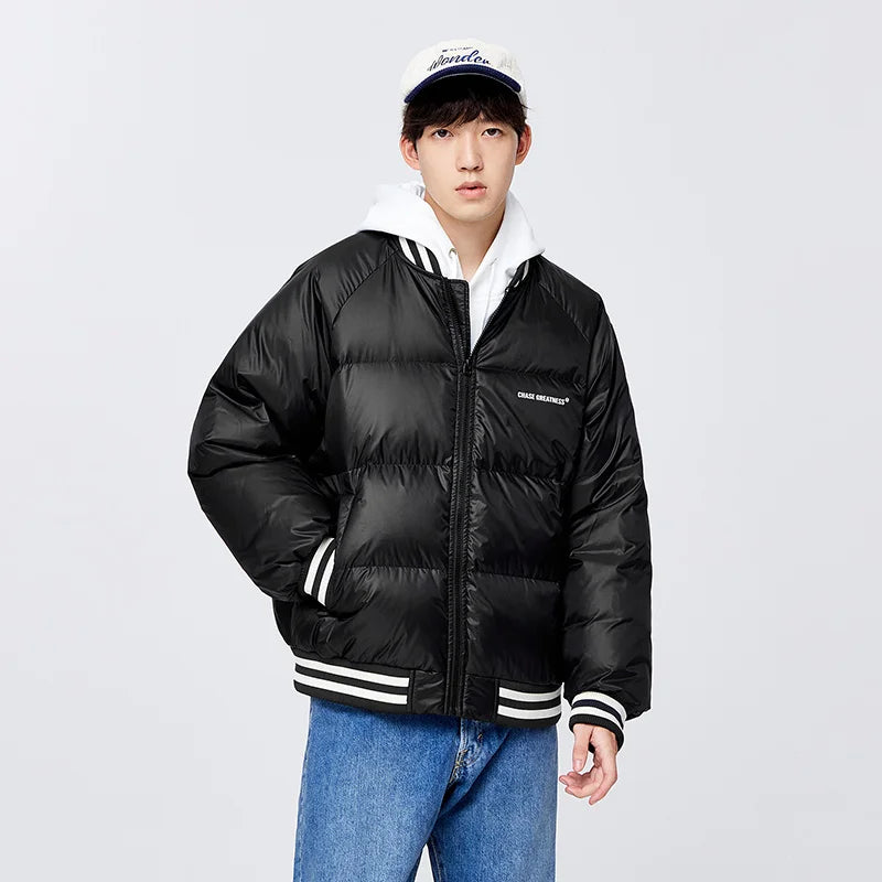 Semir Down Jacket Men Oversize College Style Baseball Collar Jacket Winter New Sports Raglan Top Coat