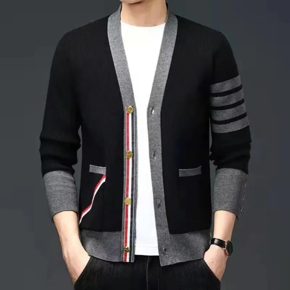 Men's knit cardigan autumn and winter new casual loose sweater coat men's handsome sweater clothes