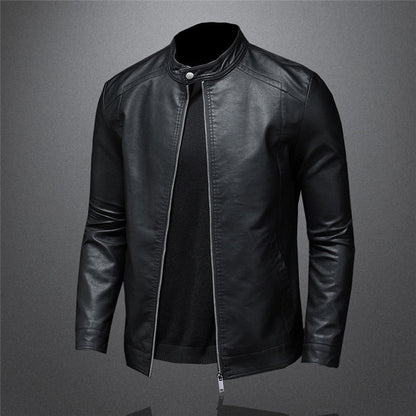 Large Size Autumn Fashion Trend Coat New Slim Stand Collar Motorcycle Leather Jacket Men's PU Handsome Top 5XL