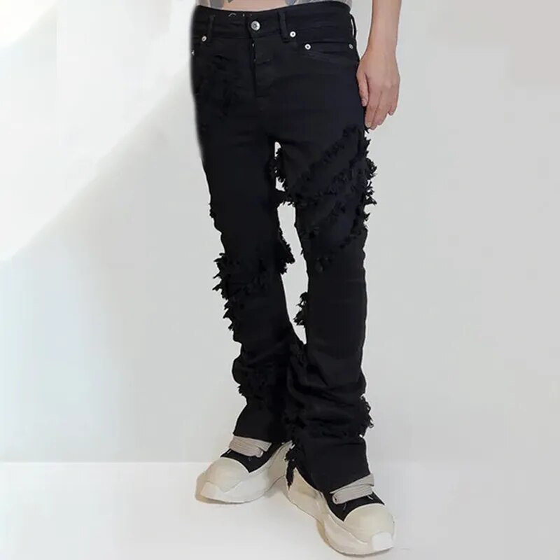 Autumn New Niche Style High Elastic Solid Color Men And Women Trousers Darkwear Jeans Tide Chic Pencil Pants