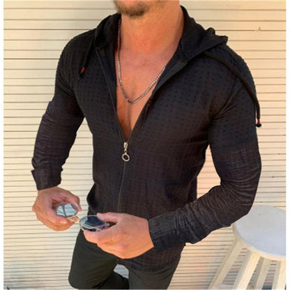 Summer Fashion Sleeveless/Long/Short Sleeved Hoodie Zipper T shirt Casual Plaid print Open Stitch Beach Sun Protection Clothing