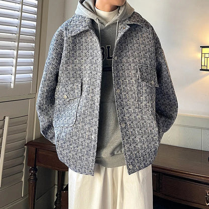 saferido Winter Thickened Woolen Coat Men Warm Retro Thick Woolen Jacket Men Streetwear Loose Short Woolen Coat Mens Oversized Jackets