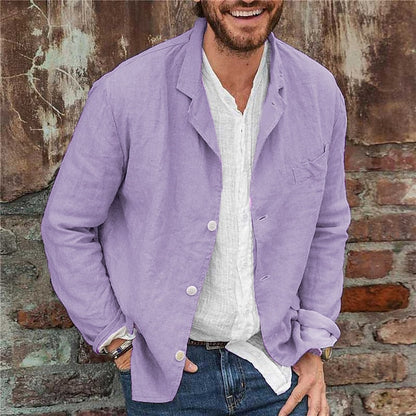 Men's Lightweight Jacket Blazer Casual Daily Breathable Classic Spring Fall Autumn Solid Color Sporty Casual Turndown Regular Regular Fit Black Yellow Blue Purple Khaki Jacket