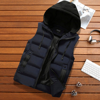 saferido       Men's Vest Jacket Winter Waterproof Warm Sleeveless Men Jacket Fashion Hooded Casual Vest Men Autumn Thicken Waistcoat